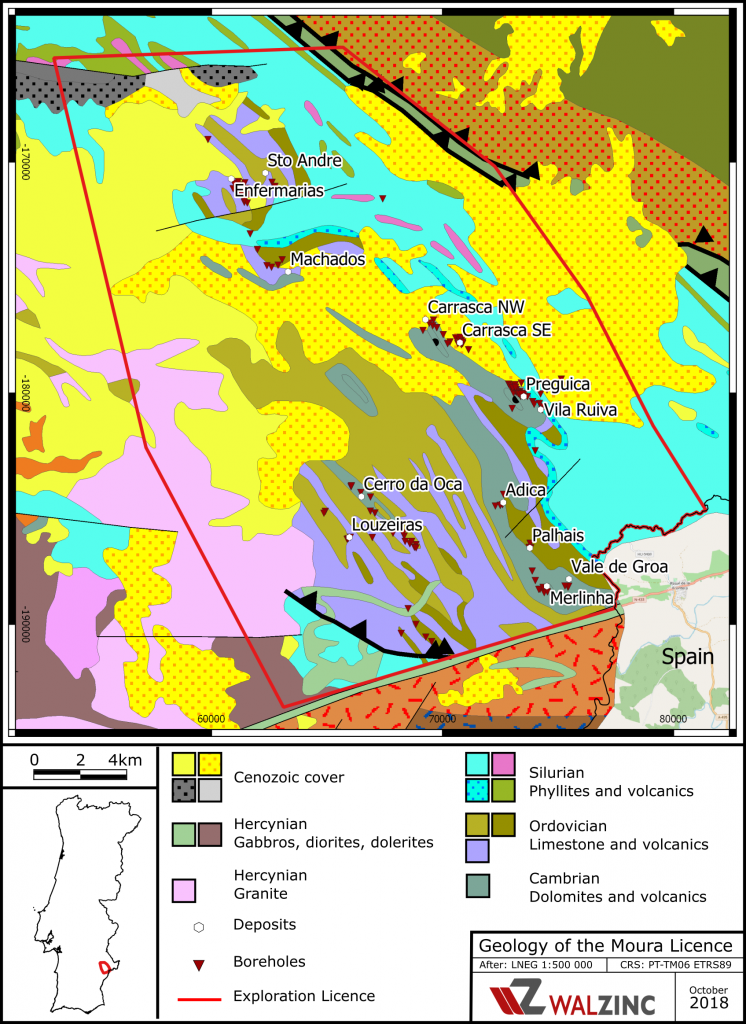 Geological map of the Moura area
